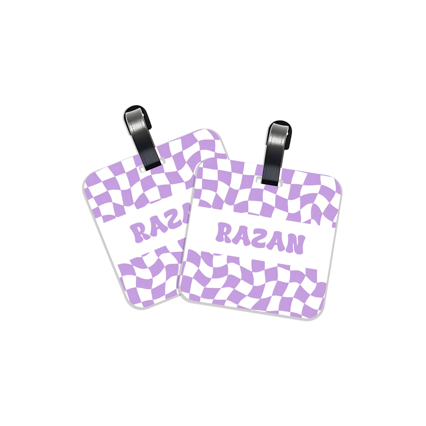 School Tags D147 - Purple Retro Check Pattern