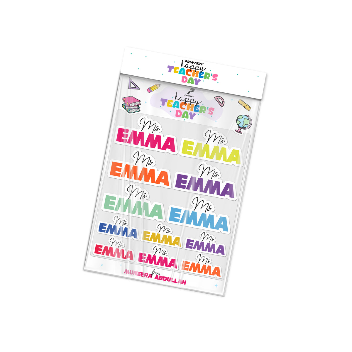 Teachers Day Custom Name Sticker Pack