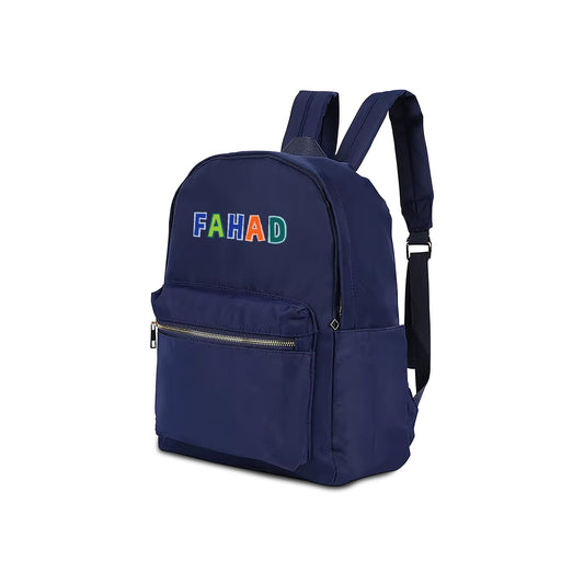 Navy Blue School Backpack 2025 - Letter Design