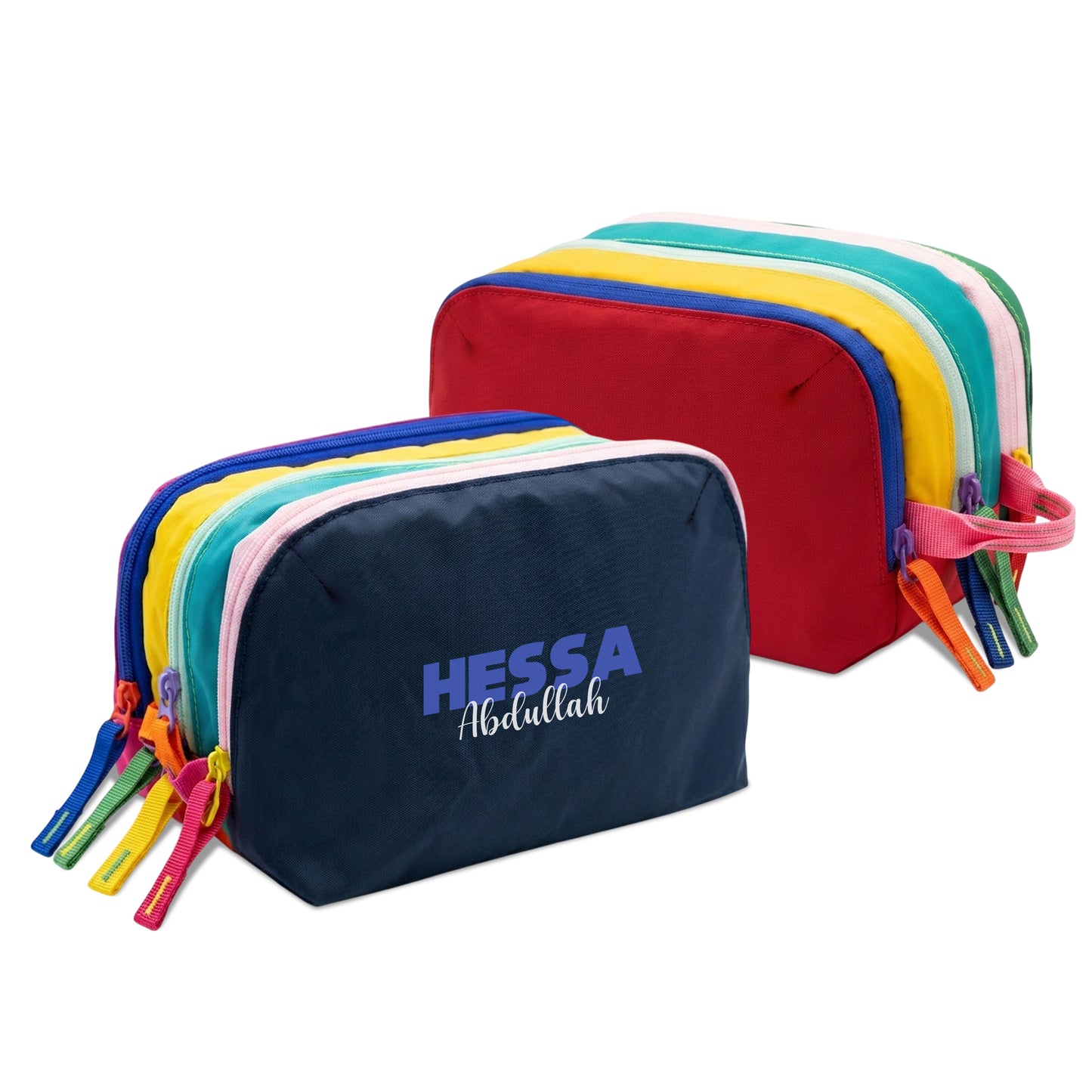 Multi-Zip Pencil Pouch Navy/Red