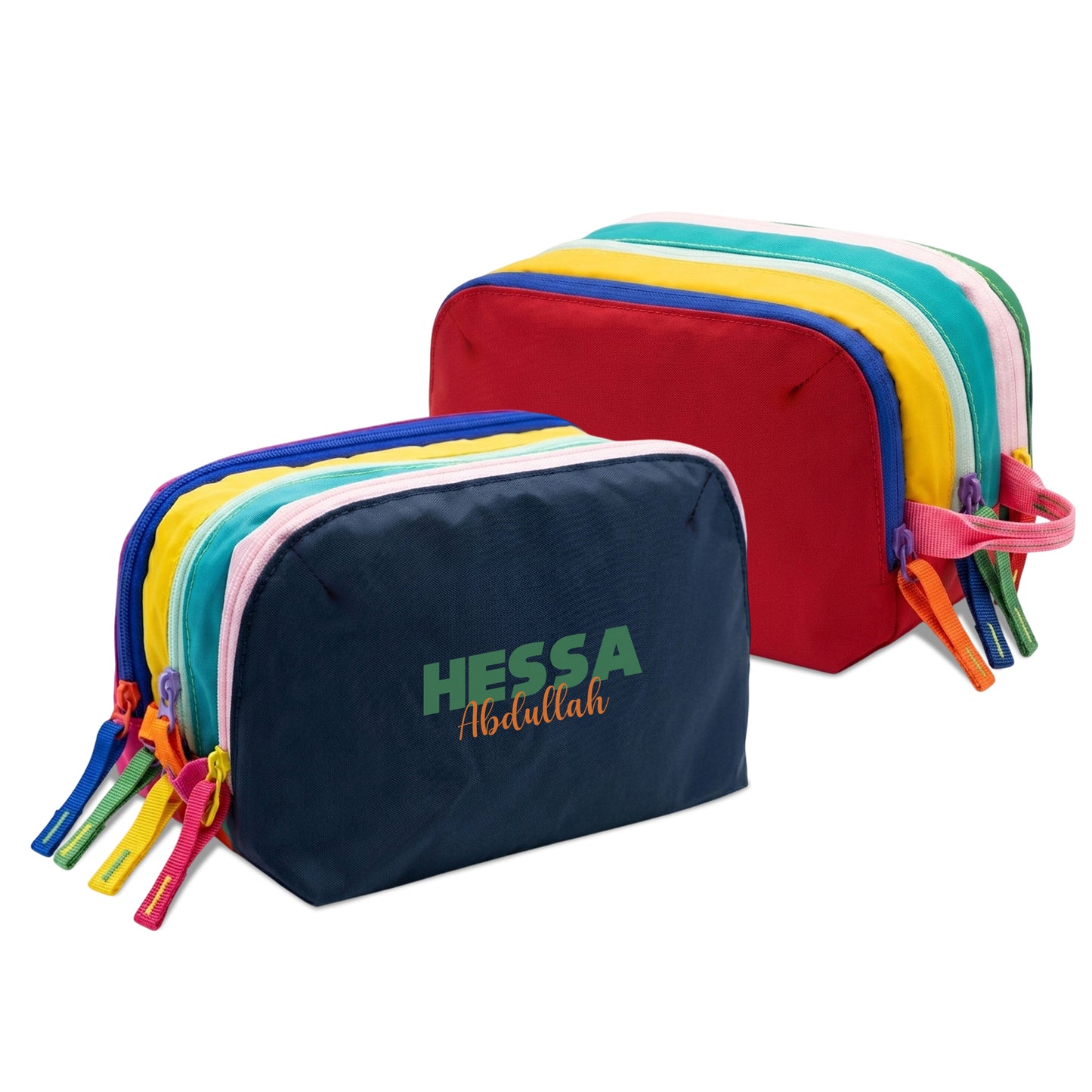 Multi-Zip Pencil Pouch Navy/Red