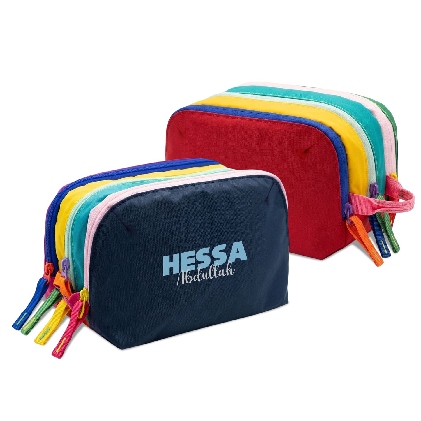 Multi-Zip Pencil Pouch Navy/Red