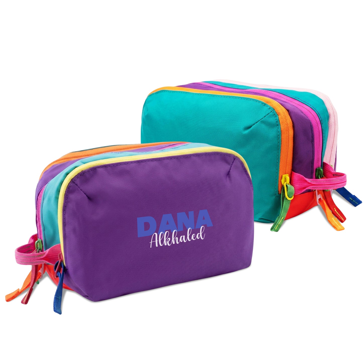 Multi-Zip Pencil Pouch Purple/Turquoise