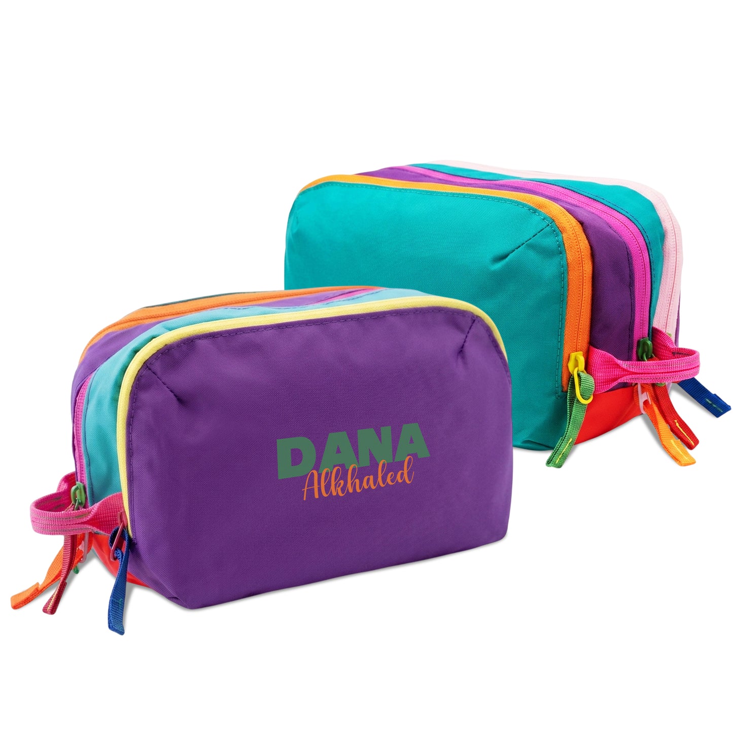 Multi-Zip Pencil Pouch Purple/Turquoise