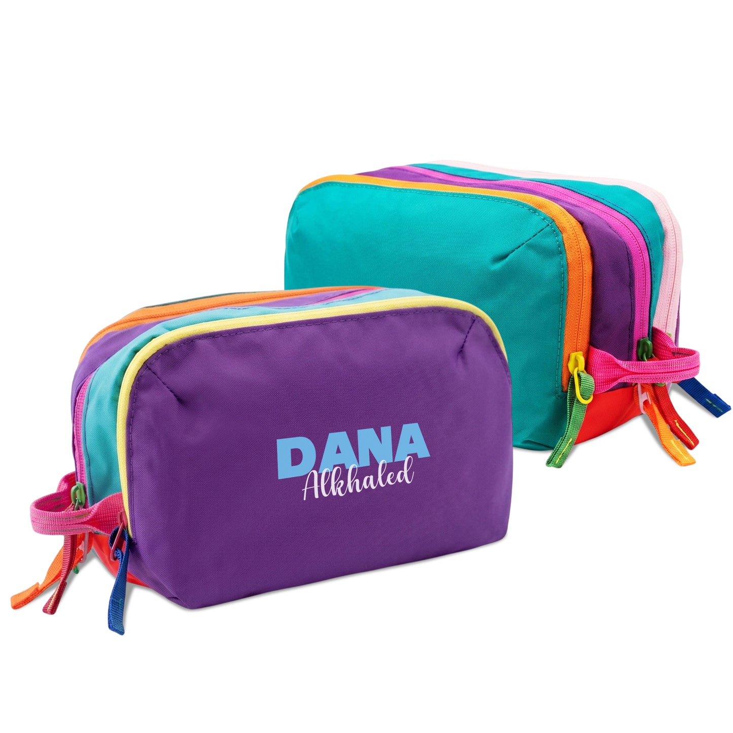 Multi-Zip Pencil Pouch Purple/Turquoise