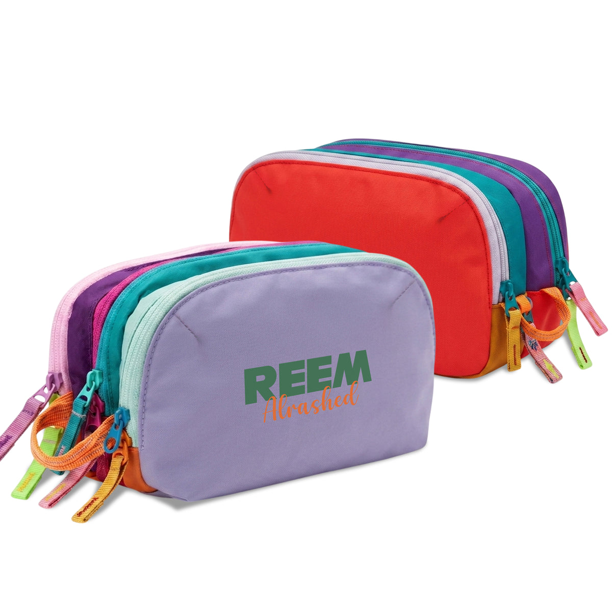Multi-Zip Pencil Pouch Light Purple/Orange