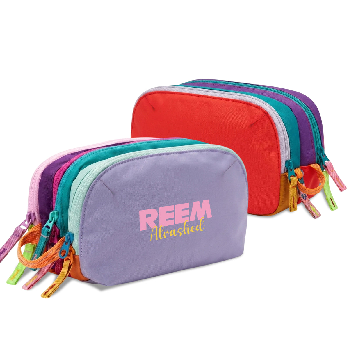 Multi-Zip Pencil Pouch Light Purple/Orange