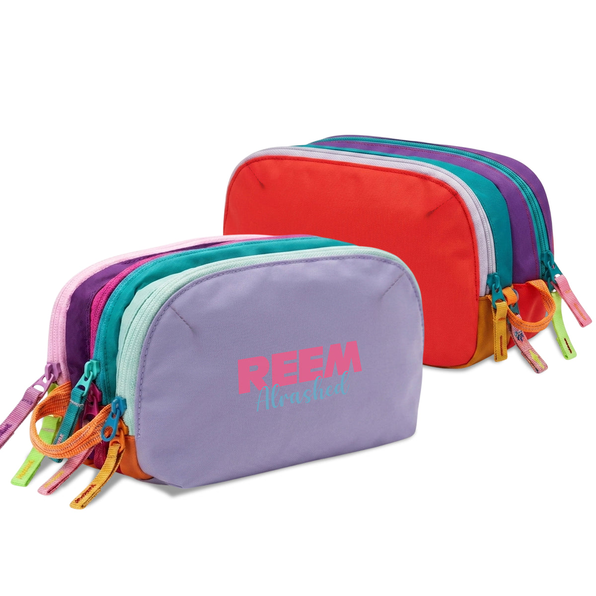 Multi-Zip Pencil Pouch Light Purple/Orange