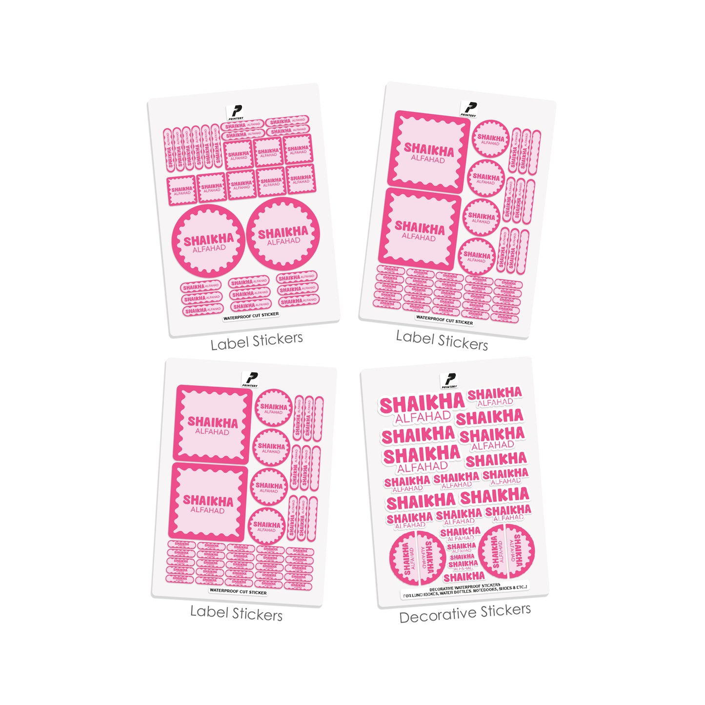 School Label Stickers Pack D170 - Pink
