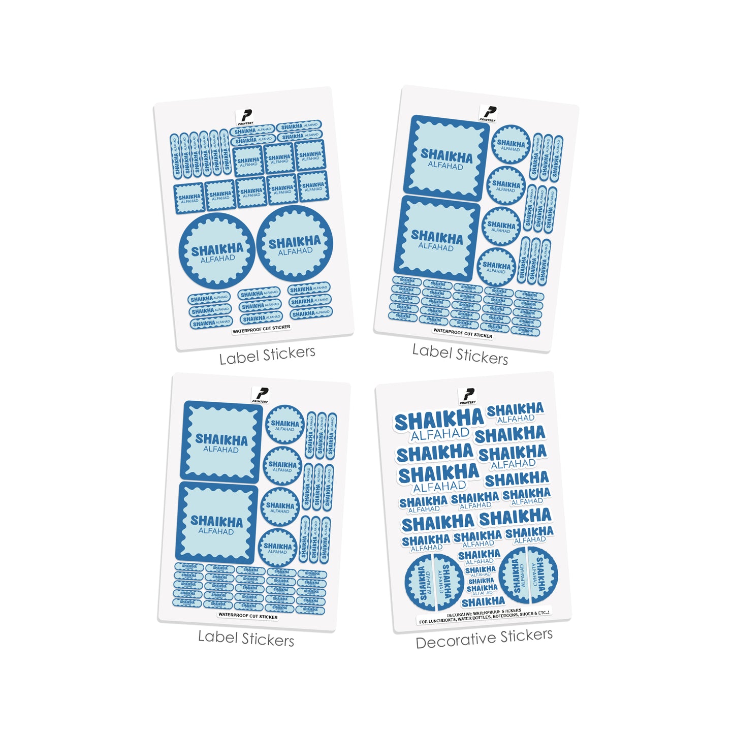 School Label Stickers Pack D170 - Blue