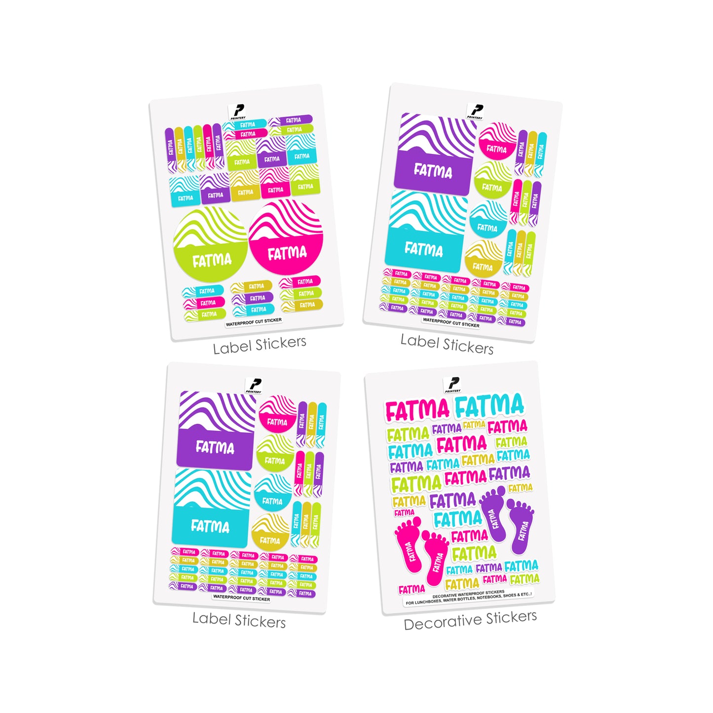 School Label Stickers Pack D145 - Bright Wave Pattern