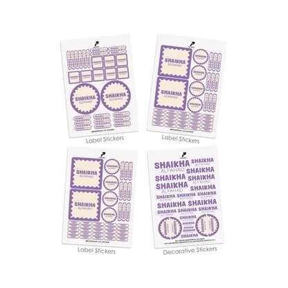 School Label Stickers Pack D170 - Purple