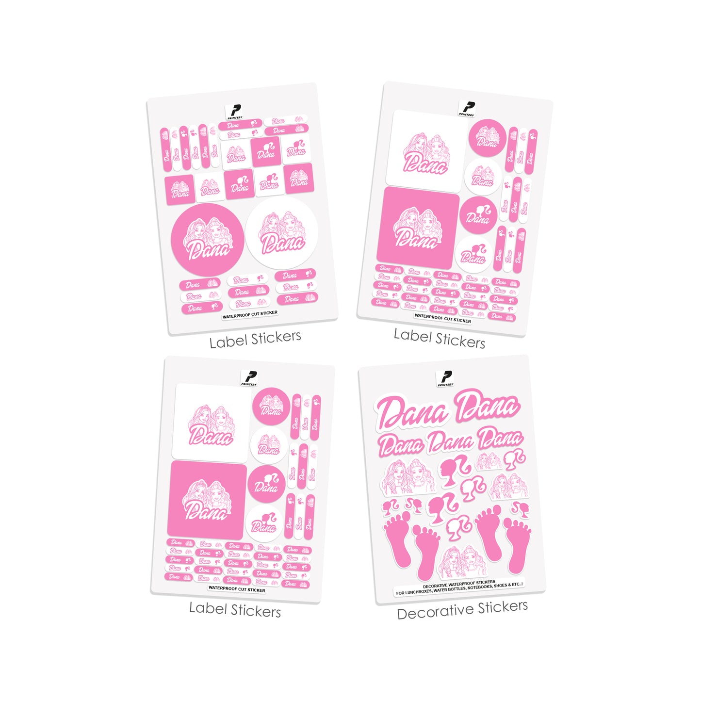 School Label Stickers Pack D104 - Barbie