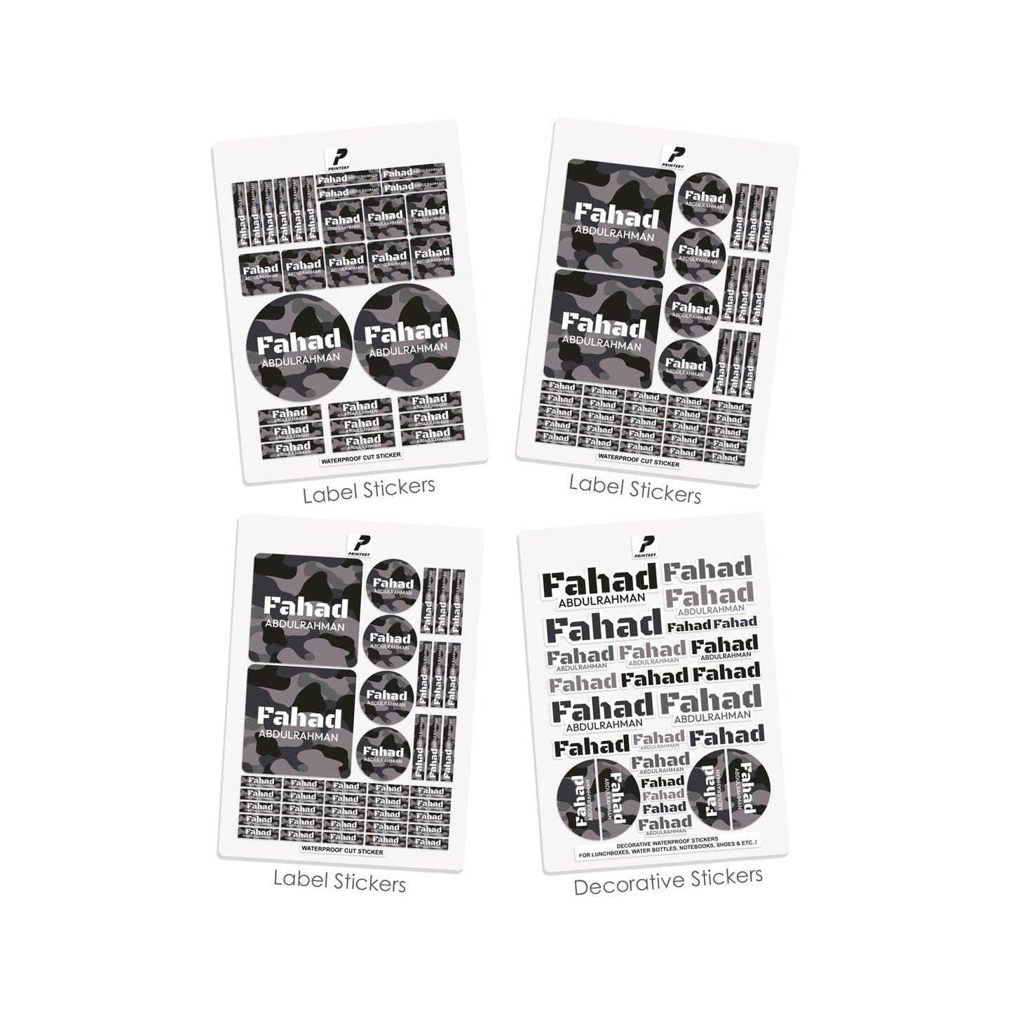 School Label Stickers Pack D184 - Army