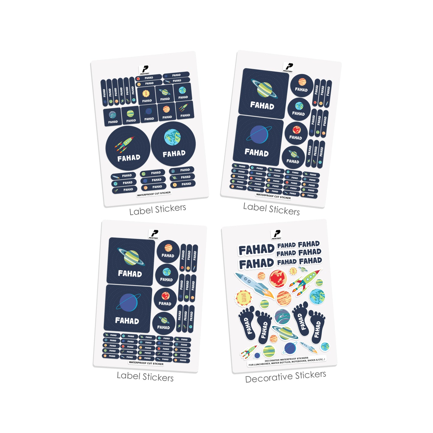 School Label Stickers Pack D107 - Space