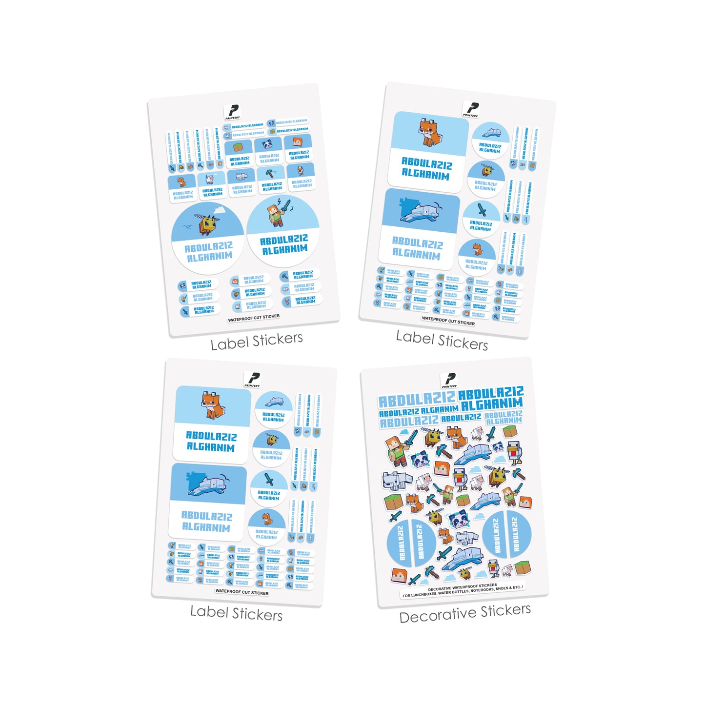 School Label Stickers Pack D181 - Minecraft