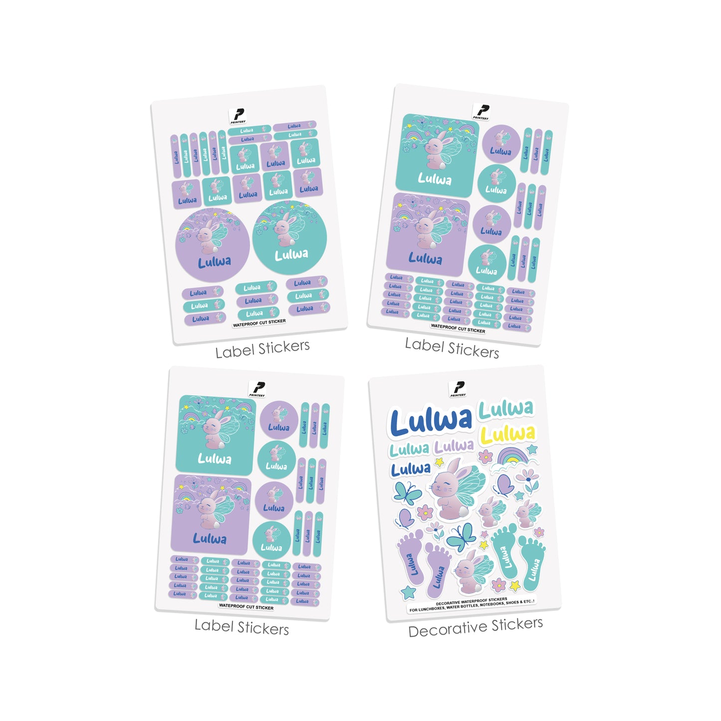 School Label Stickers Pack D116 - Rabbit
