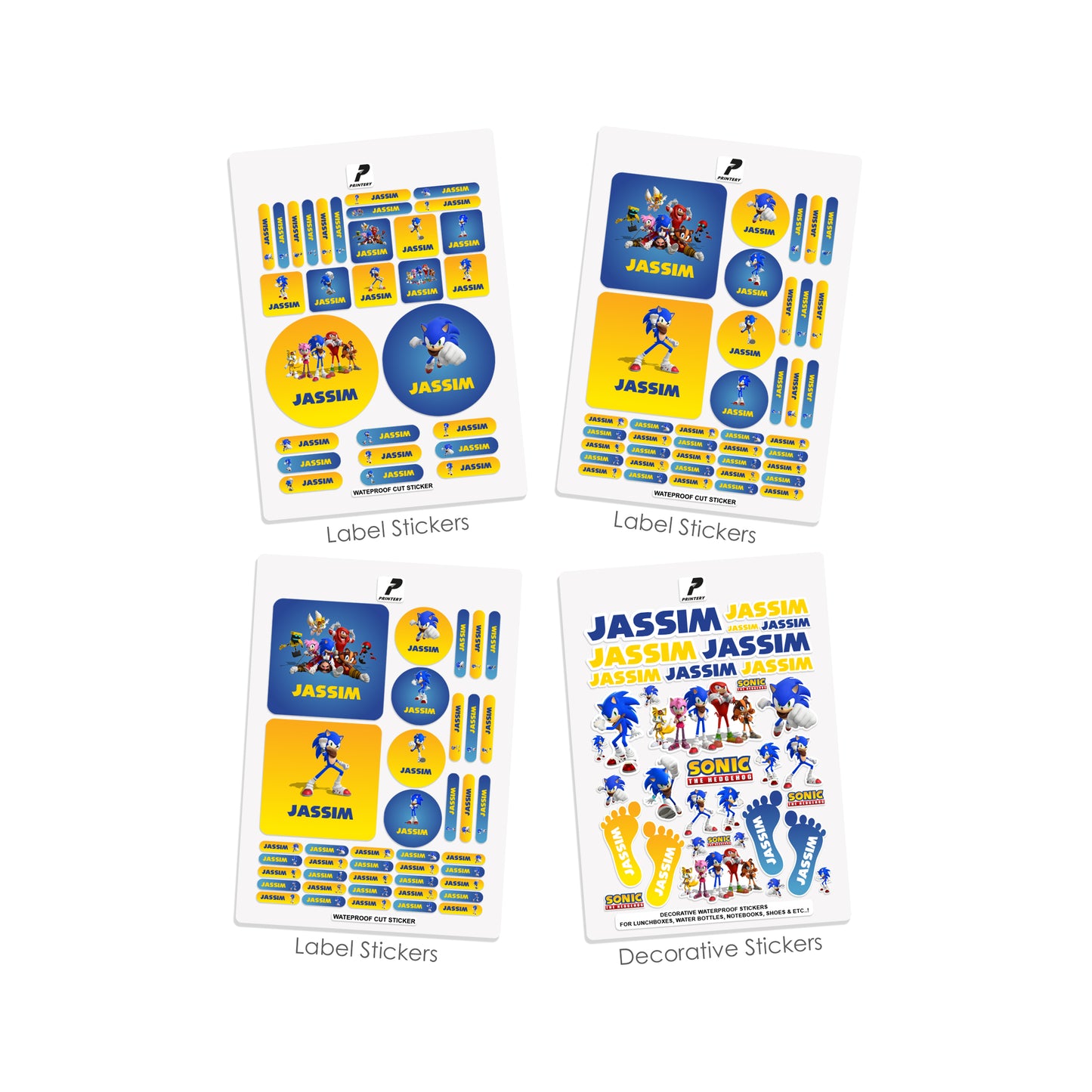 School Label Stickers Pack D123 - Sonic