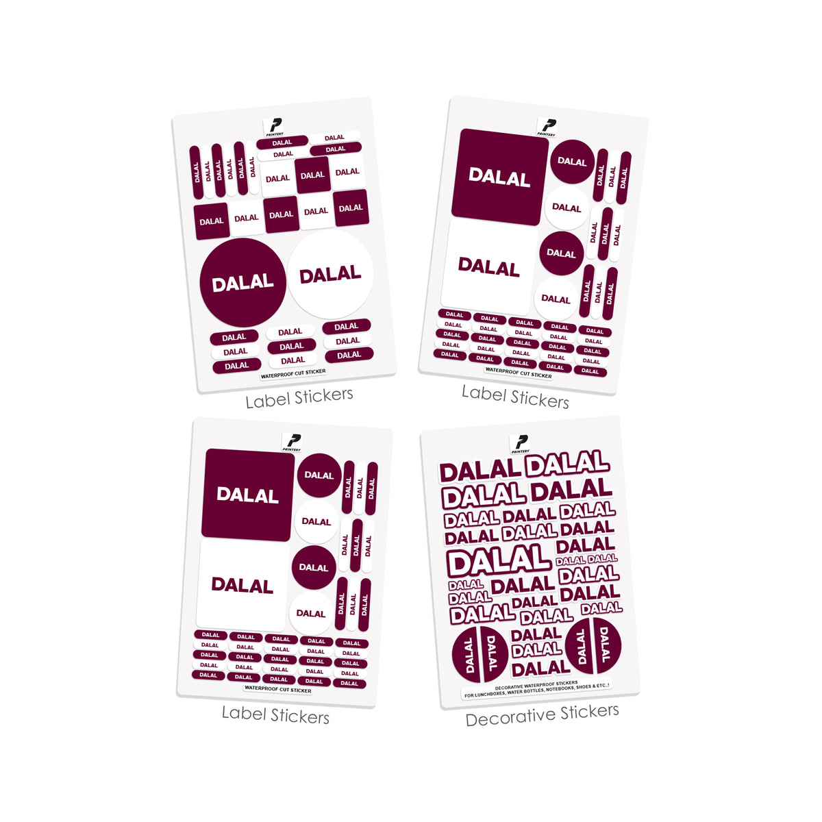 School Label Stickers Pack D186 - Burgundy