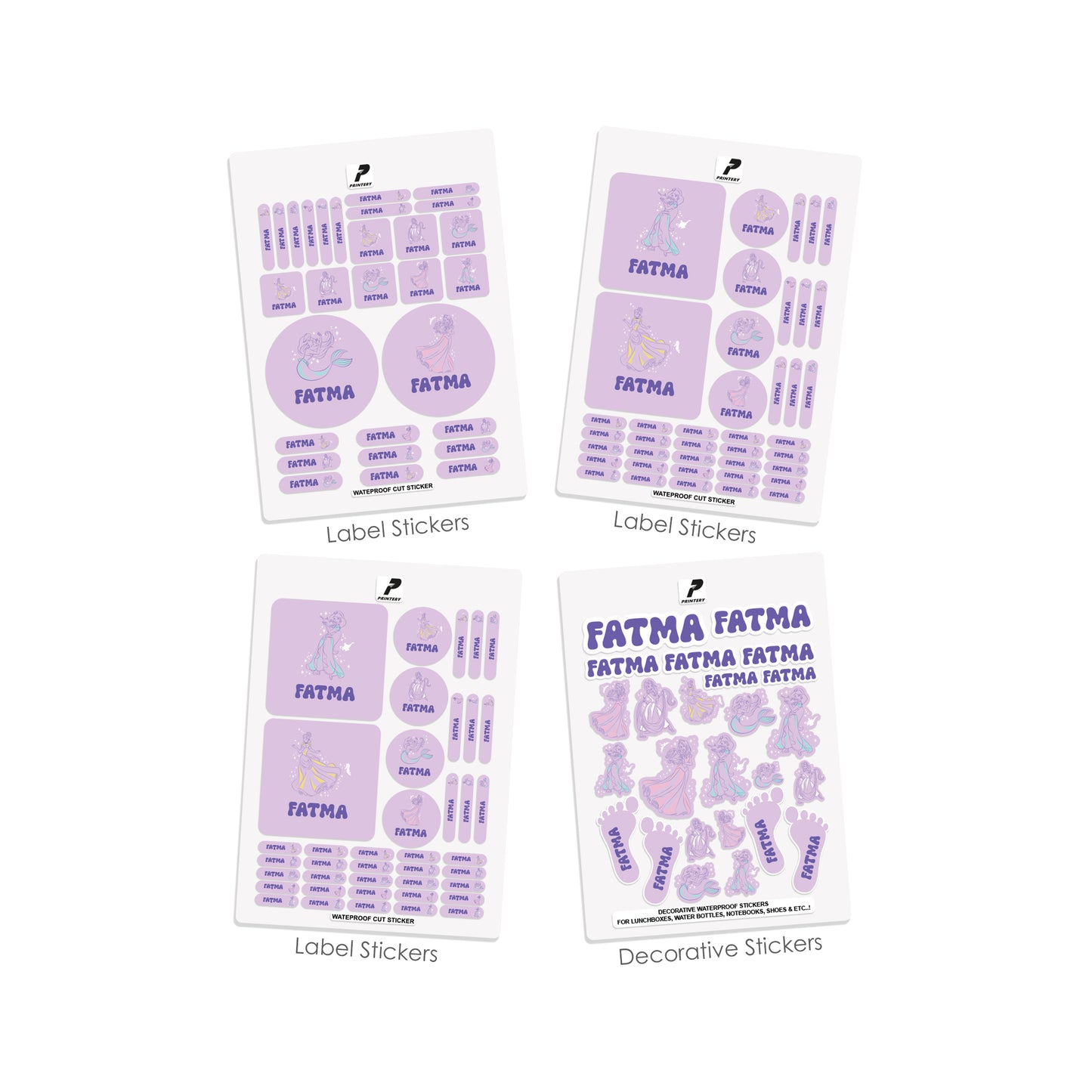 School Label Stickers Pack D115 - Princess