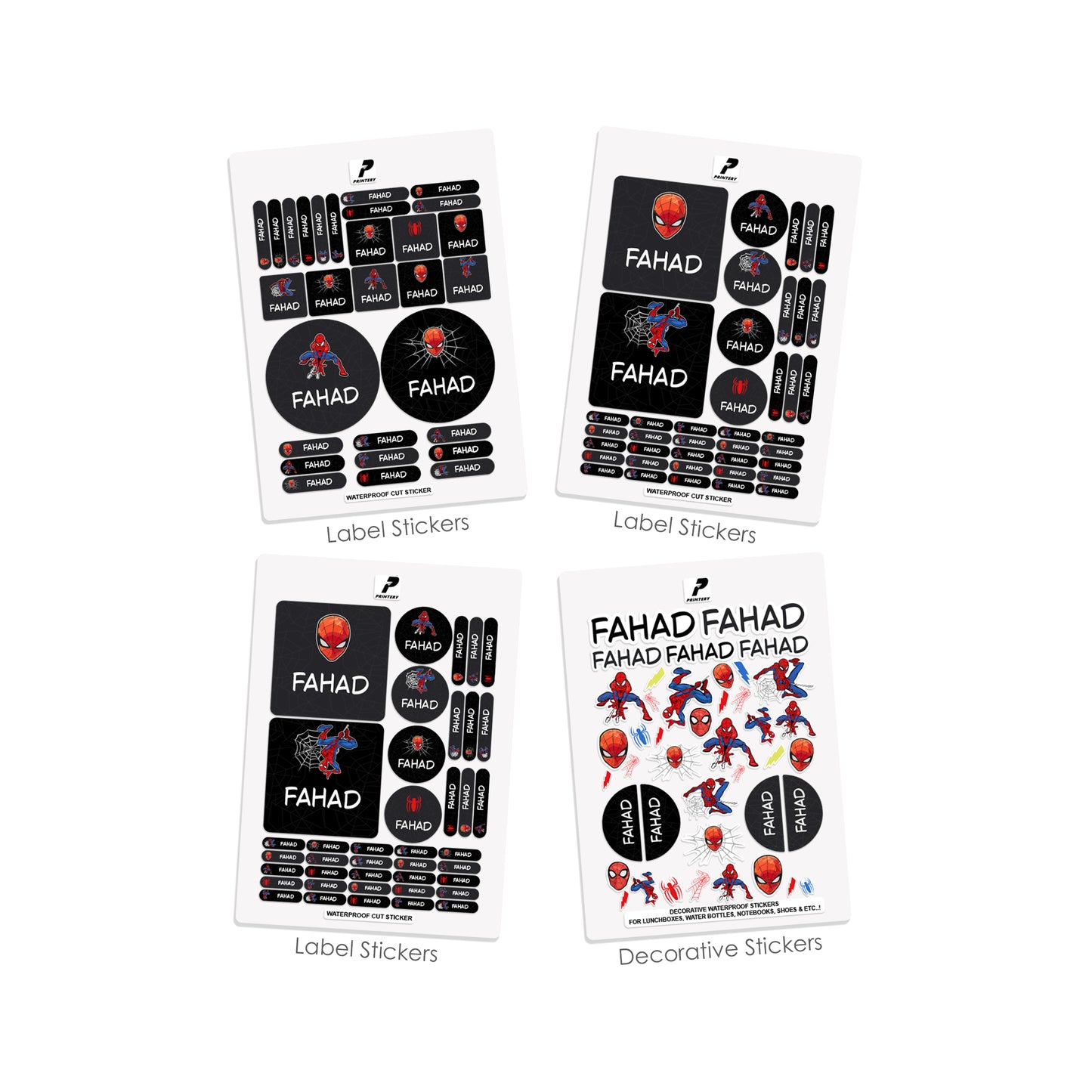 School Label Stickers Pack D182 - Spiderman