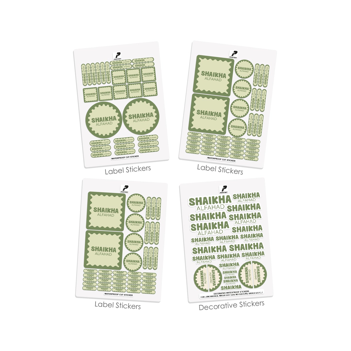 School Label Stickers Pack D170 - Green