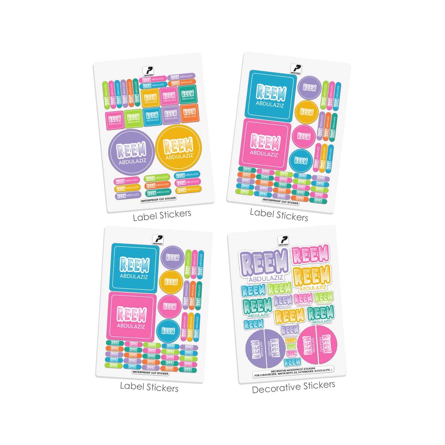 School Label Stickers Pack D171 Multi Color