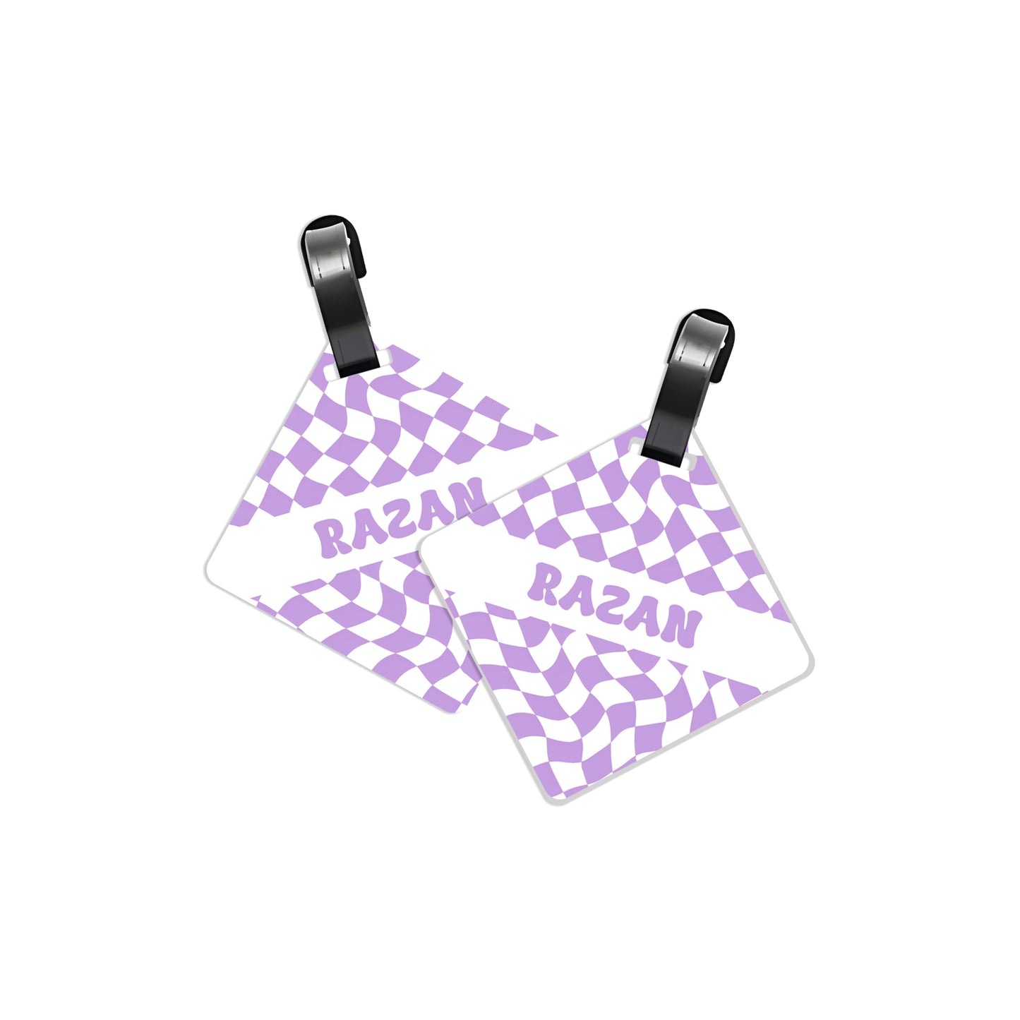 School Tags D147 - Purple Retro Check Pattern