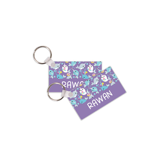 School Tags D161 - Purple Fish